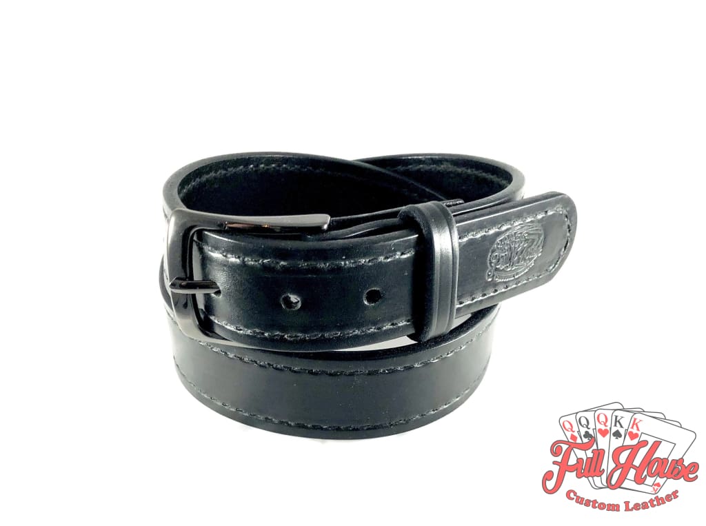 The Roller Buckle Belt , Black Full Grain Leather